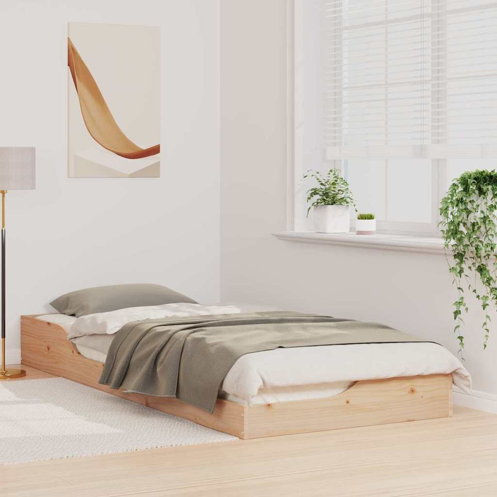 Bodenbettgestell Braun 80 x 220 cm Massivholz Kiefer